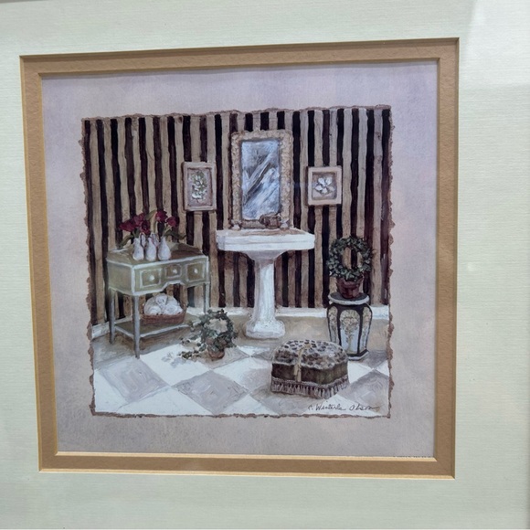 C Winterle Olson set of 2 bathroom framed decor cream color 10.5" Mervyn's - Picture 7 of 14